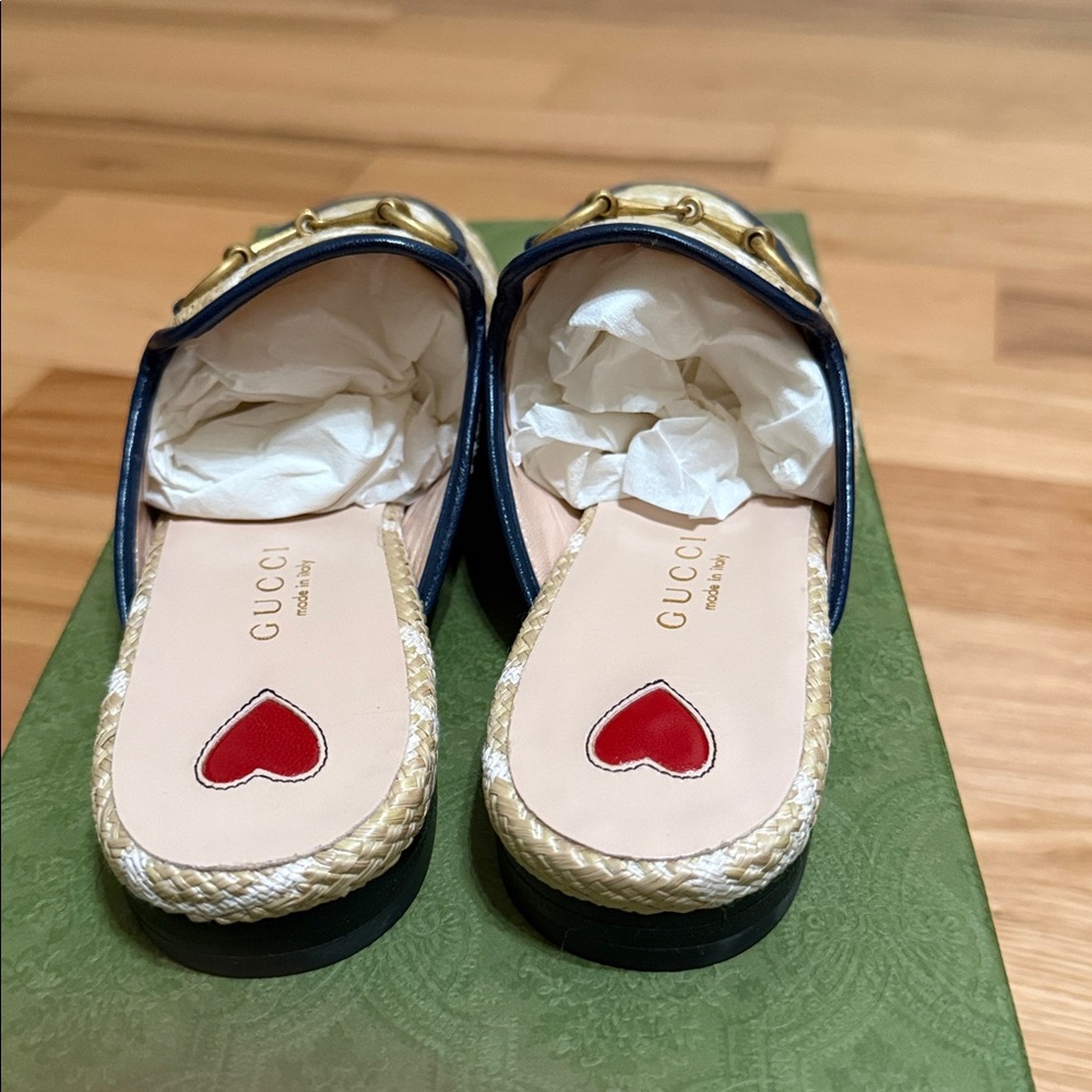 NEW Gucci raffia woven Princetown mules - Picture 6 of 8